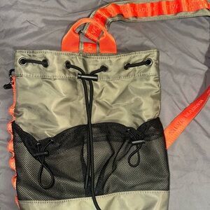 Steve Madden Olive and Orange Drawstring Backpack